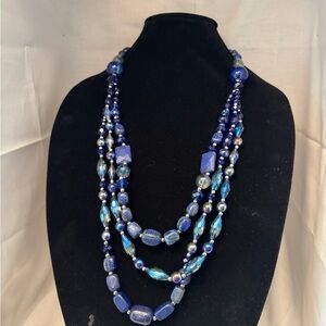 Blue Lapis Lazuli & Multi-Gemstone Beaded Layered Necklace